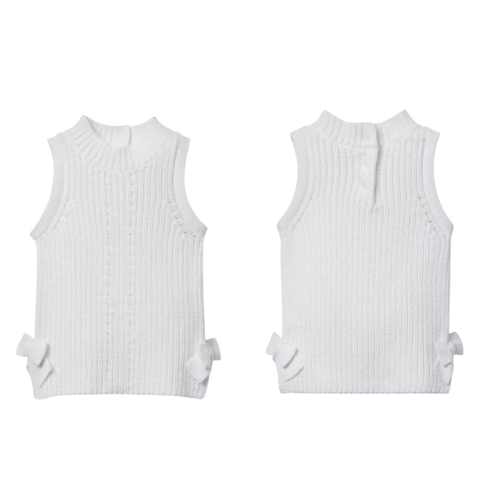 Janie and Jack White Sleeveless Side Bow Sweater SZ 4